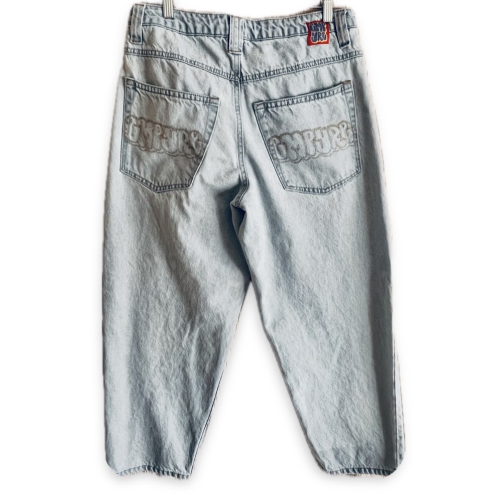 VTG Empyre Baggy Light Wash Jeans Embroidered Pocket Size 30 Y2K Skater Cropped